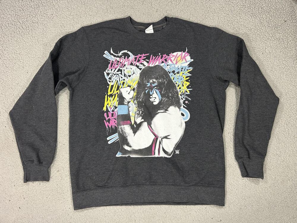 Ultimate Warrior Sweatshirt Mens Large Gray Port & Company WWE Graphic